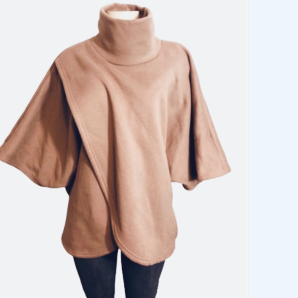 Yoins Preppy Tan Tunic Cozy Cottagecore‎ Sweater Top Mock Neck